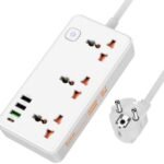 HOCO AC8A CARGADOR/ZAPATILLA SCHUKO C/3 UNIVERSAL 1 USB-C/3 USB-A WHITE 30W