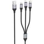 HOCO X102 CABLE FRESH 3 EN 1 USB-A A USB-C/MICRO USB/LIGHTNING BLACK 1M