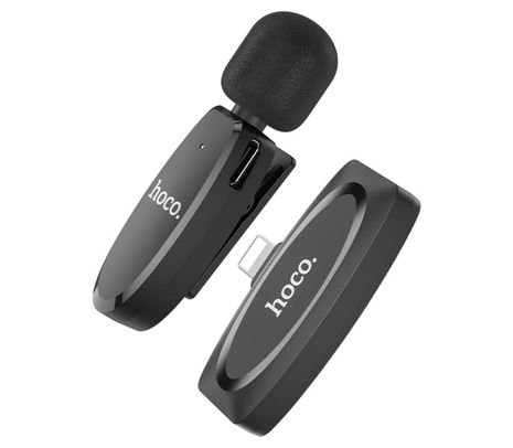 189205.jpg HOCO L15 IP CRYSTAL LAVALIER MICRÓFONO INALÁMBRICO BLACK - Imagen 1