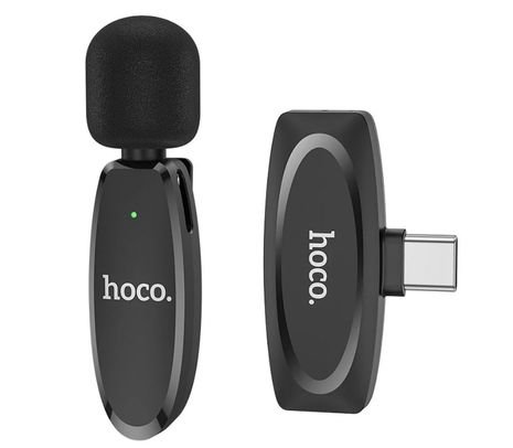 189206.jpg HOCO L15 USB-C CRYSTAL LAVALIER MICRÓFONO INALÁMBRICO BLACK - Imagen 1