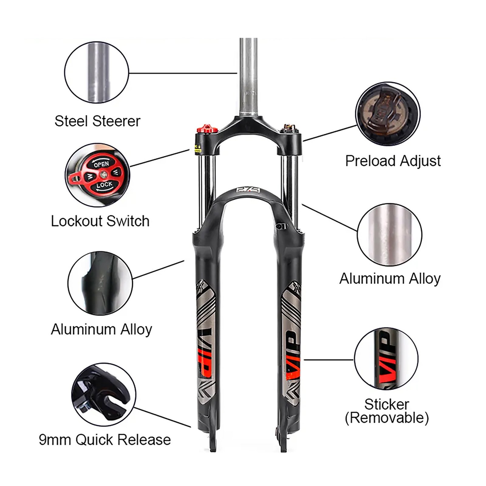 700704_01.jpg Horquilla Delantera Para Bicicleta MTB 26'' Bucklos - Imagen 1