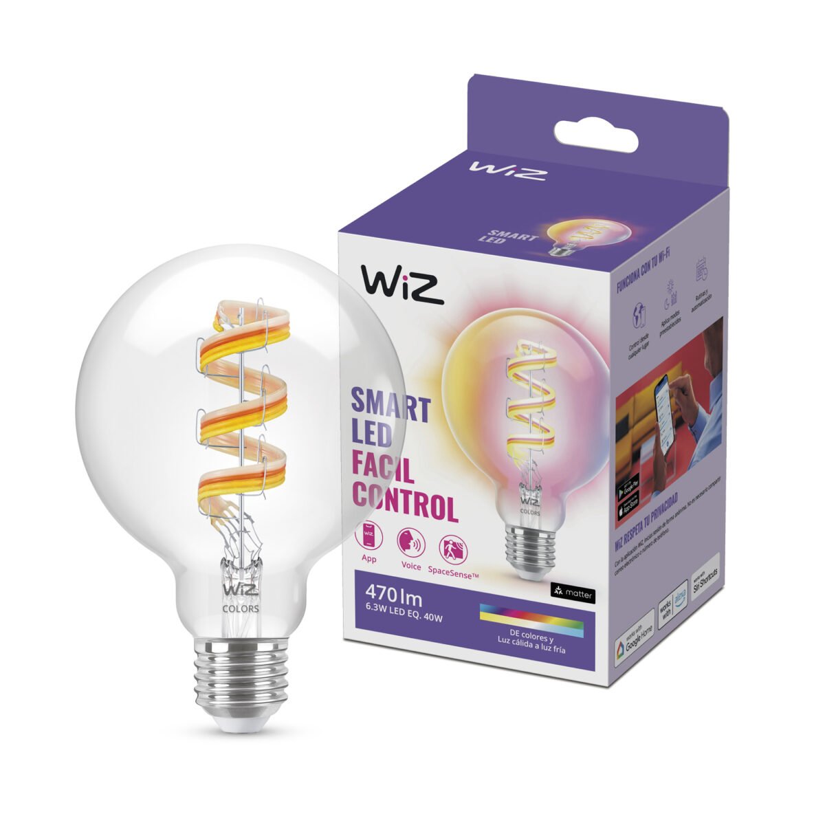 Lámpara Led Inteligente Philips Wiz 6,3W G95 E27 Blanco Y Color - Imagen 10