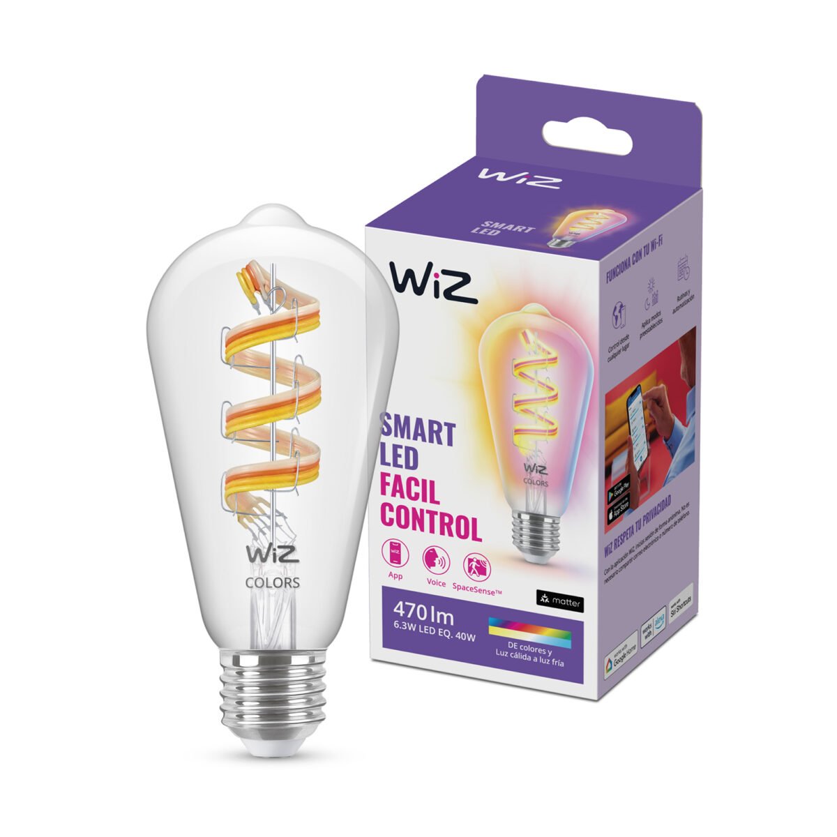 Lámpara Led Inteligente Philips Wiz 6,3W ST64 E27 Blanco Y Color - Imagen 10