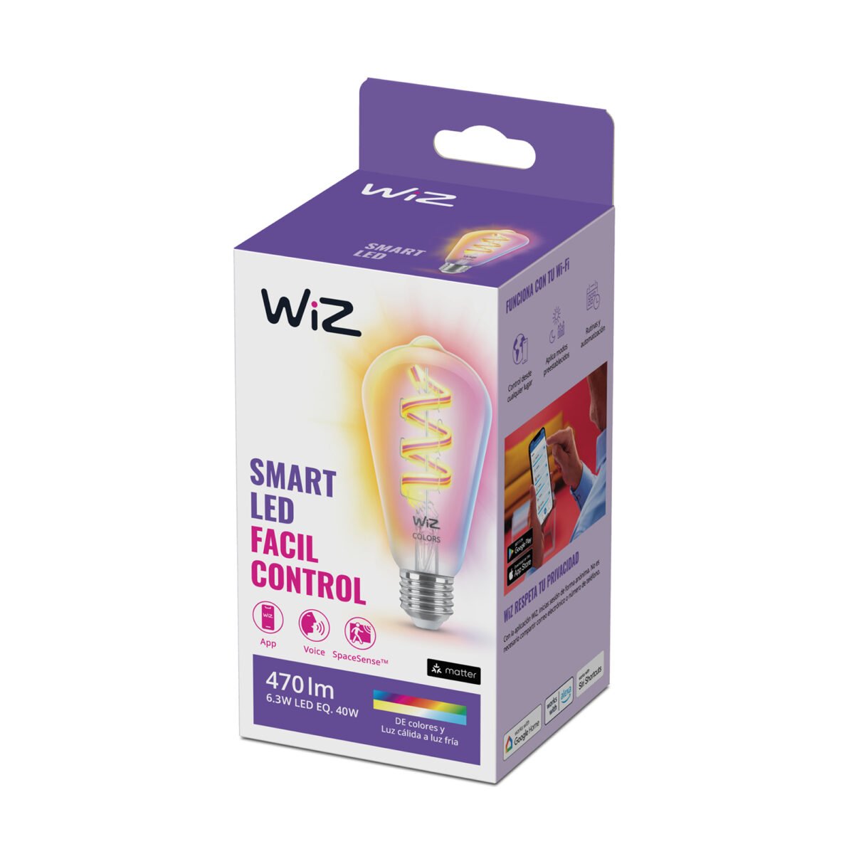 Lámpara Led Inteligente Philips Wiz 6,3W ST64 E27 Blanco Y Color - Imagen 9