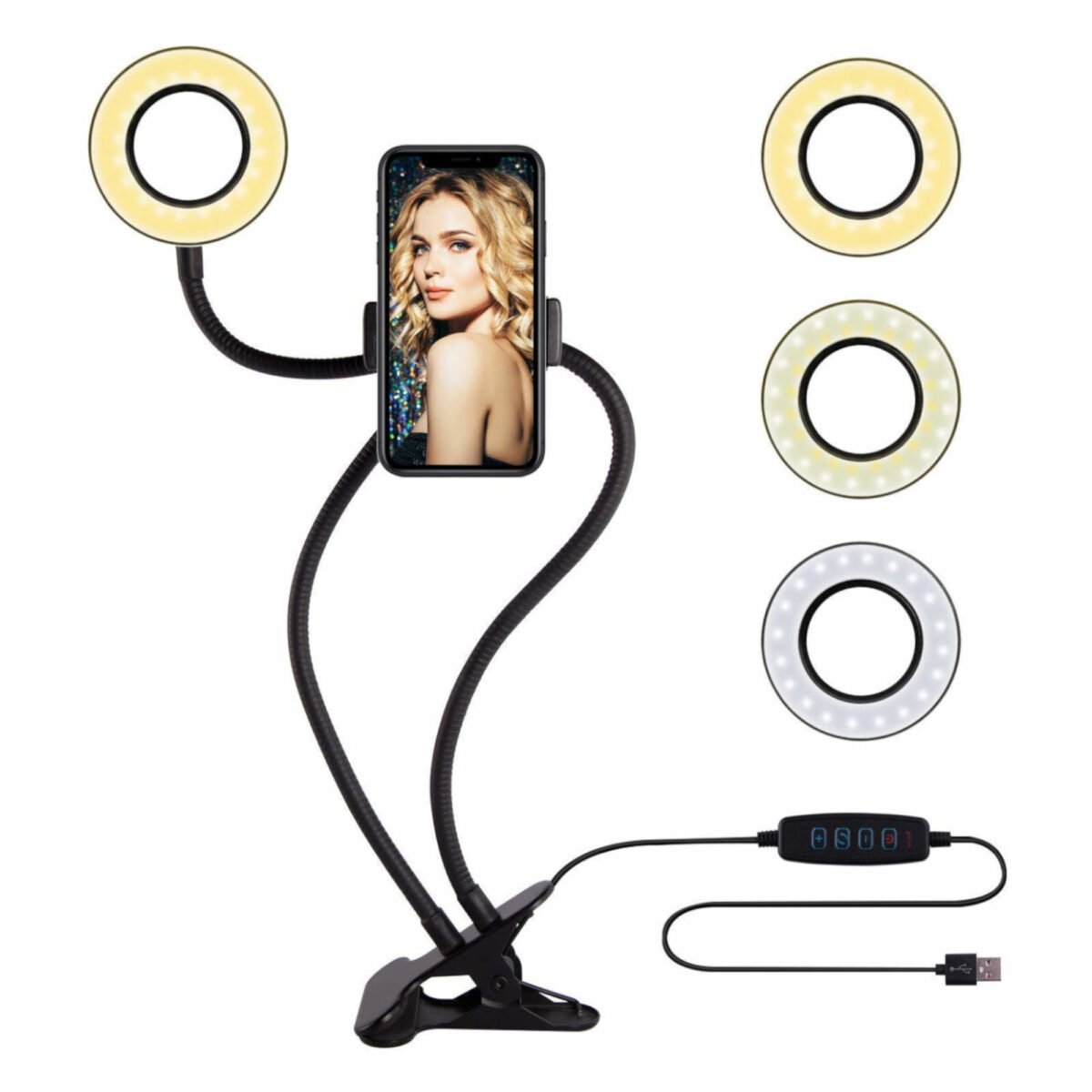 Anillo Aro Led Selfie Ring Para Smartphone Pinza Para Mesa - Imagen 2