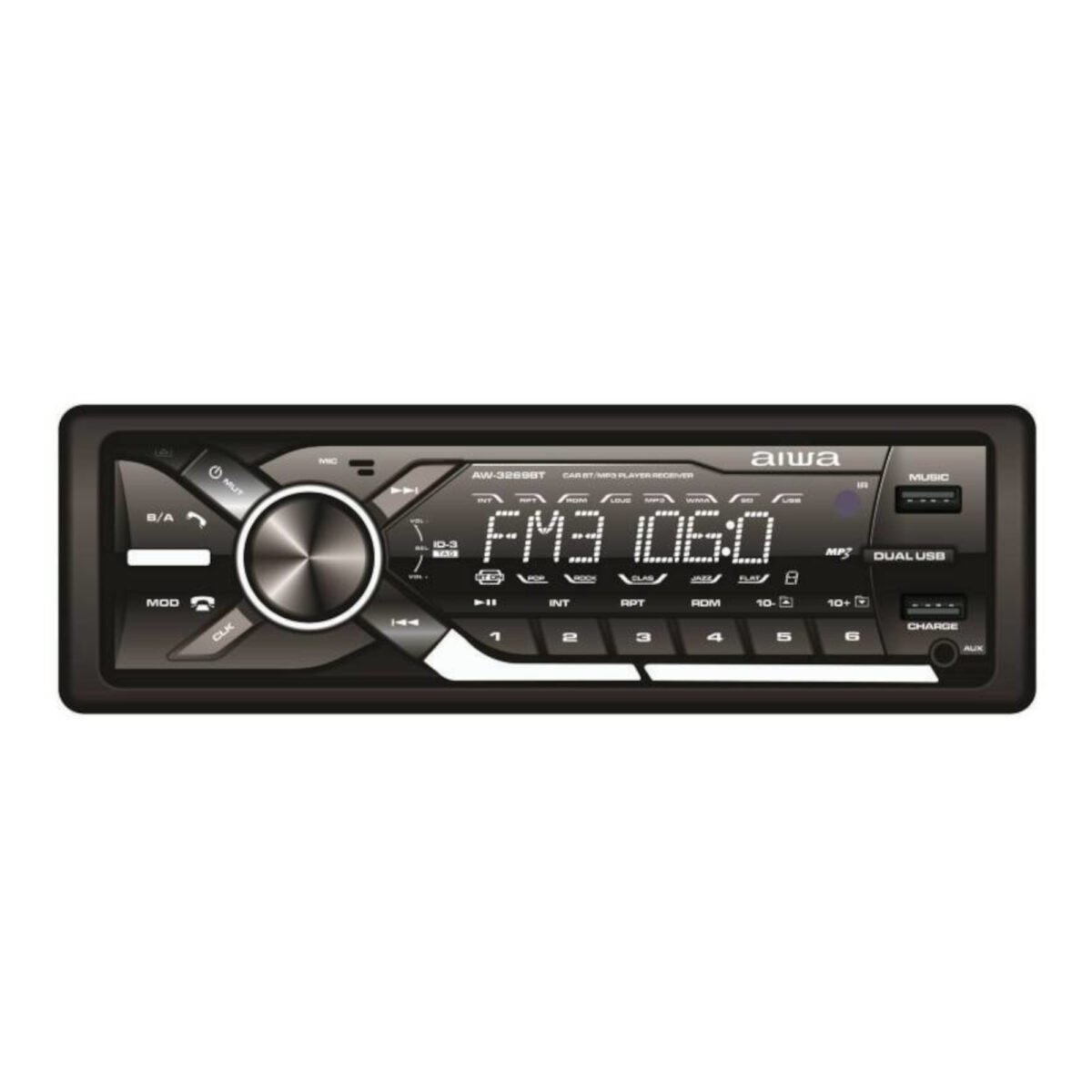 Radio Para Auto Aiwa Aw3269bt 4x50w Bt Rgb Panel Desmontable - Imagen 2