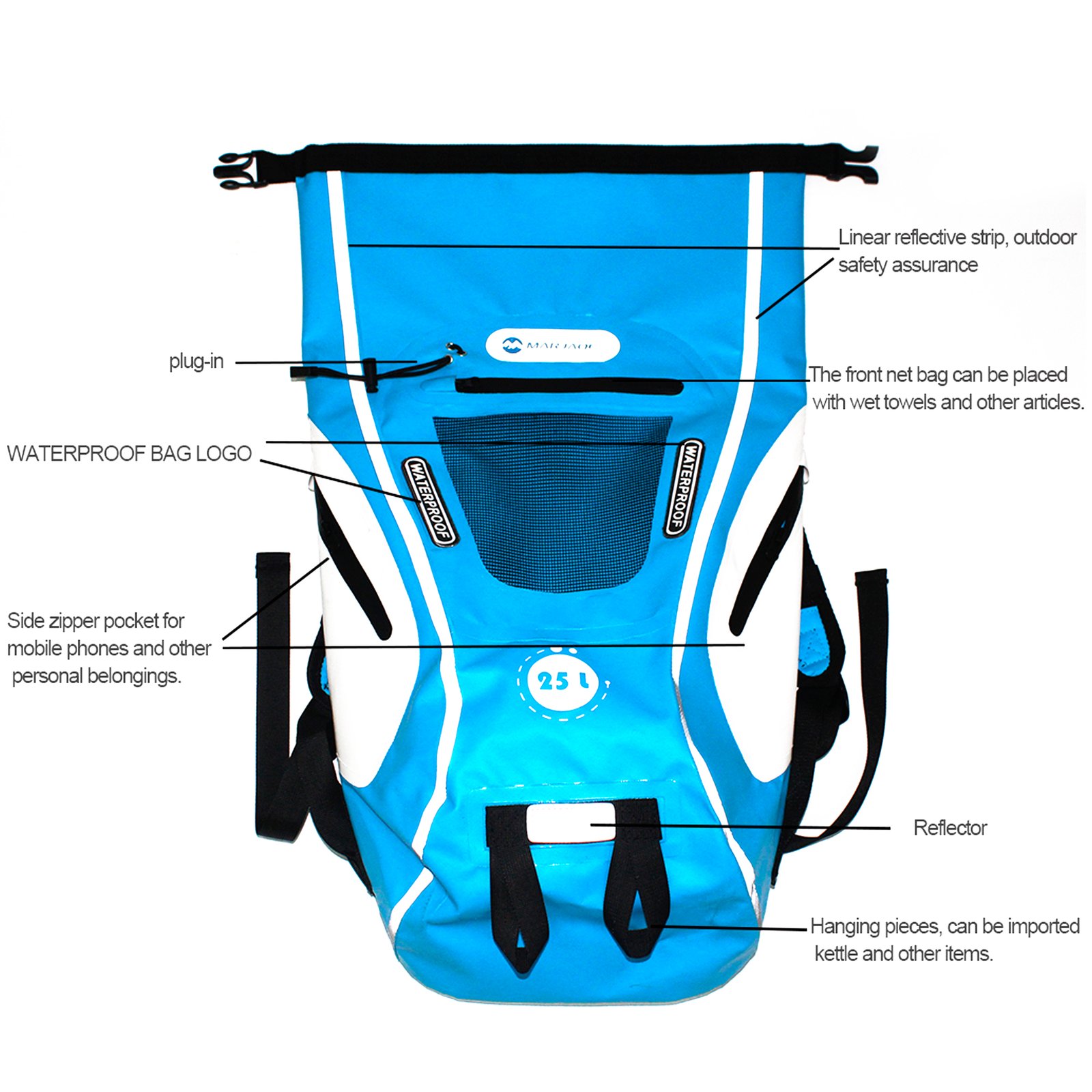 Mochila Marjaqe Impermeable Reflectante 25l