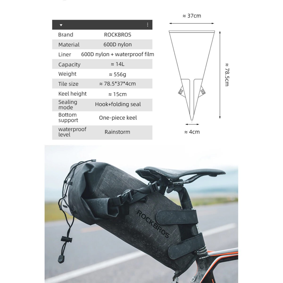 Bolso De Sillín Para Bicicleta Impermeable Rockbros De 10L - Imagen 7