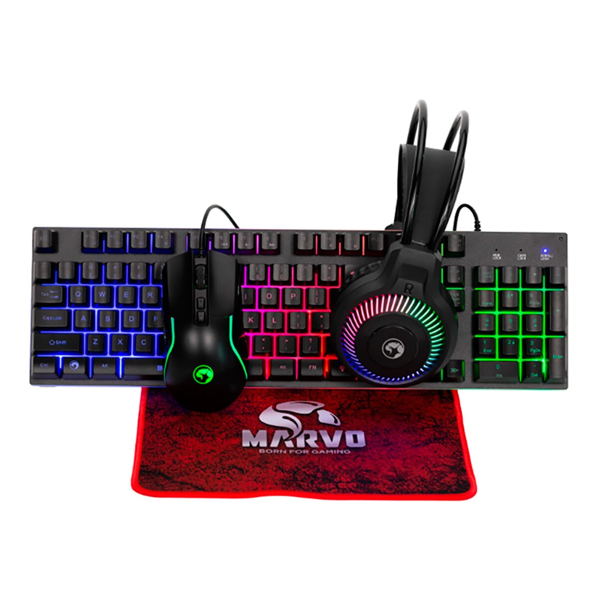 Combo Gaming Marvo Mousepad Mouse Teclado Auriculares - Imagen 6