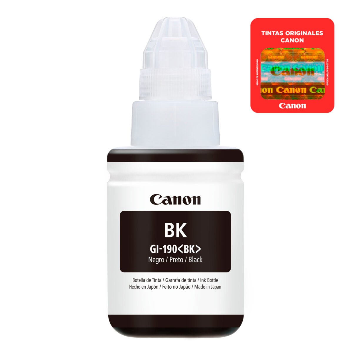 Botella De Tinta Canon Negro GI-190 Bk 135ml - Imagen 2