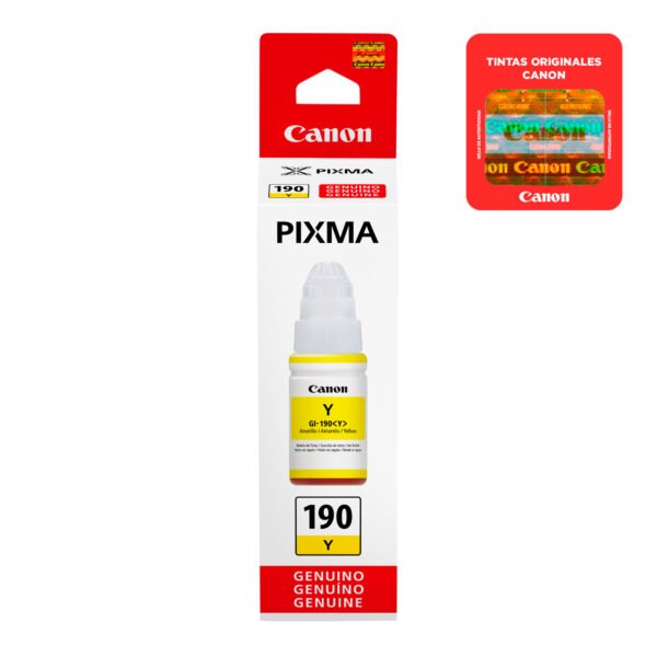 GI-190-YW_02.jpg Botella De Tinta Canon Amarillo GI-190 Y 70ml