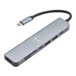 Hub Usb C 7en1 Unno Hb1107sv Hdmi Usb Lector De Tarjetas - Imagen 3