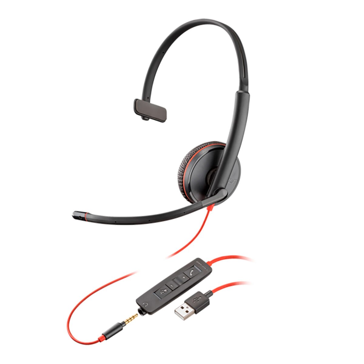 Auriculares Cableados USB A 3,5mm HP Blackwire 3215 28mm - Imagen 4