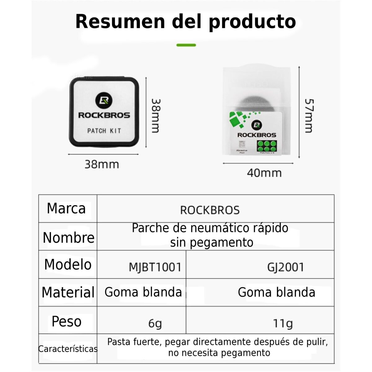 Kit Parches Para Neumático Bicicleta Rockbros 6 Unidades - Imagen 4