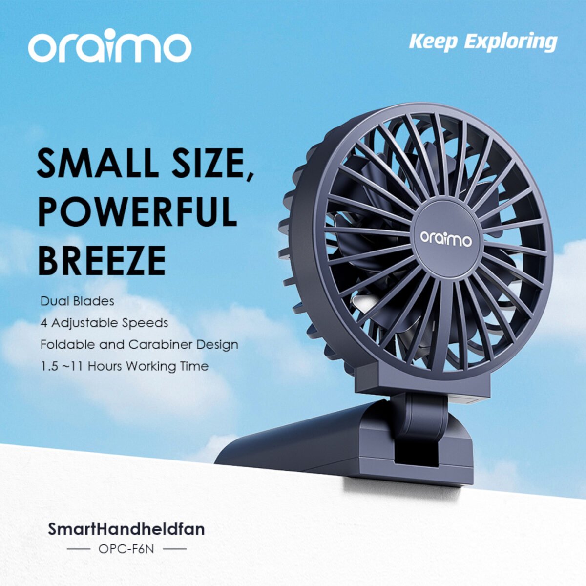 Ventilador de Mano Portátil Oraimo Opcf6n 4 Velocidades - Imagen 4
