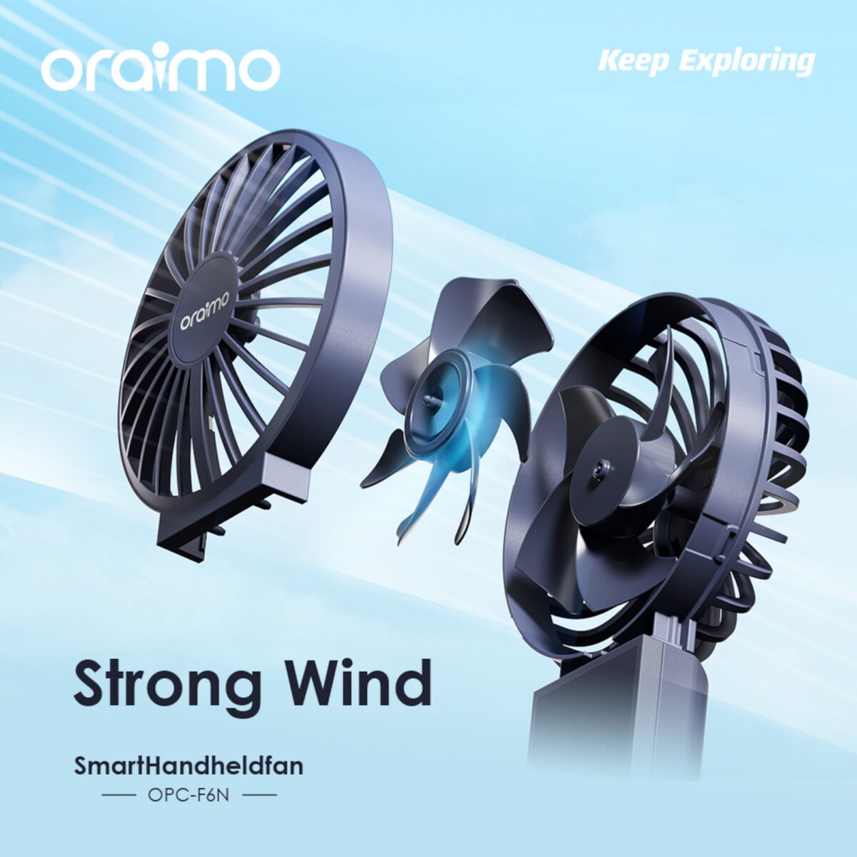 Ventilador de Mano Portátil Oraimo Opcf6n 4 Velocidades - Imagen 3