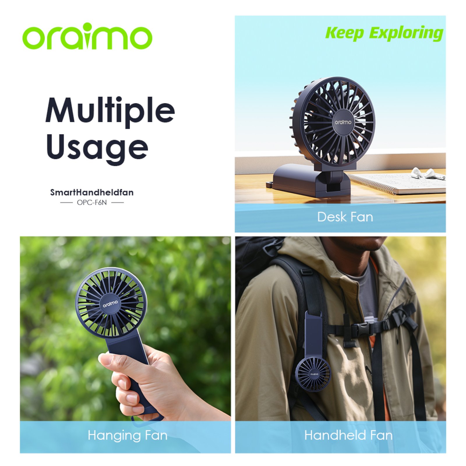 OPCF6N-05.jpg Ventilador de Mano Portátil Oraimo Opcf6n 4 Velocidades - Imagen 1