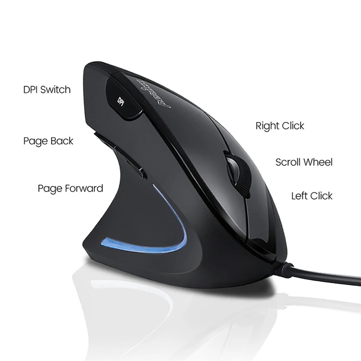 Mouse Zurdo Ergonómico Usb Perixx 513 - Imagen 3