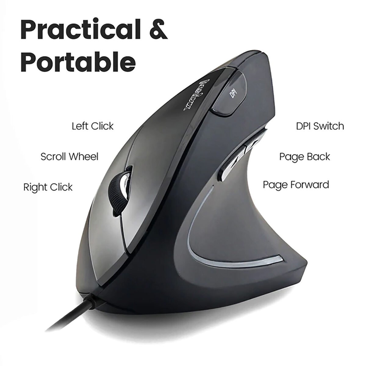 Mouse Diestro Ergonómico Usb Perixx 513 - Imagen 3