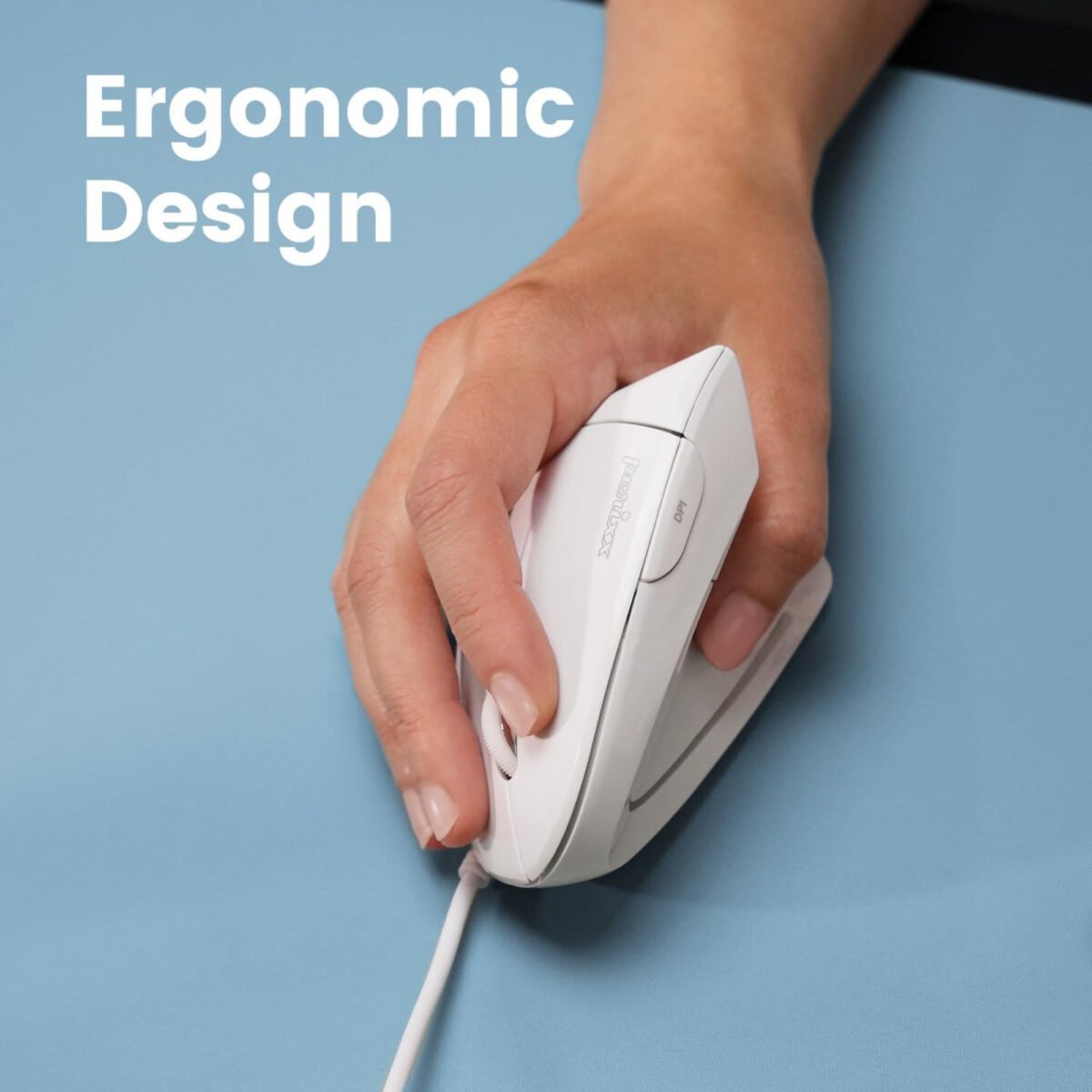 Mouse Diestro Ergonómico Usb Perixx 513 Blanco - Imagen 3