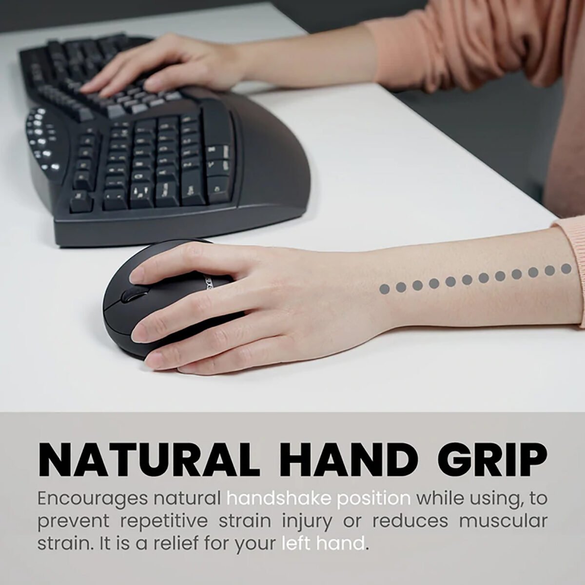 Mini Mouse Zurdo Ergonómico Inalámbrico Perixx 719 - Imagen 3