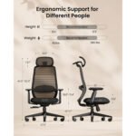 Silla de Escritorio Ergonómica Ajustable 360°/130° ProtoArc Ec200