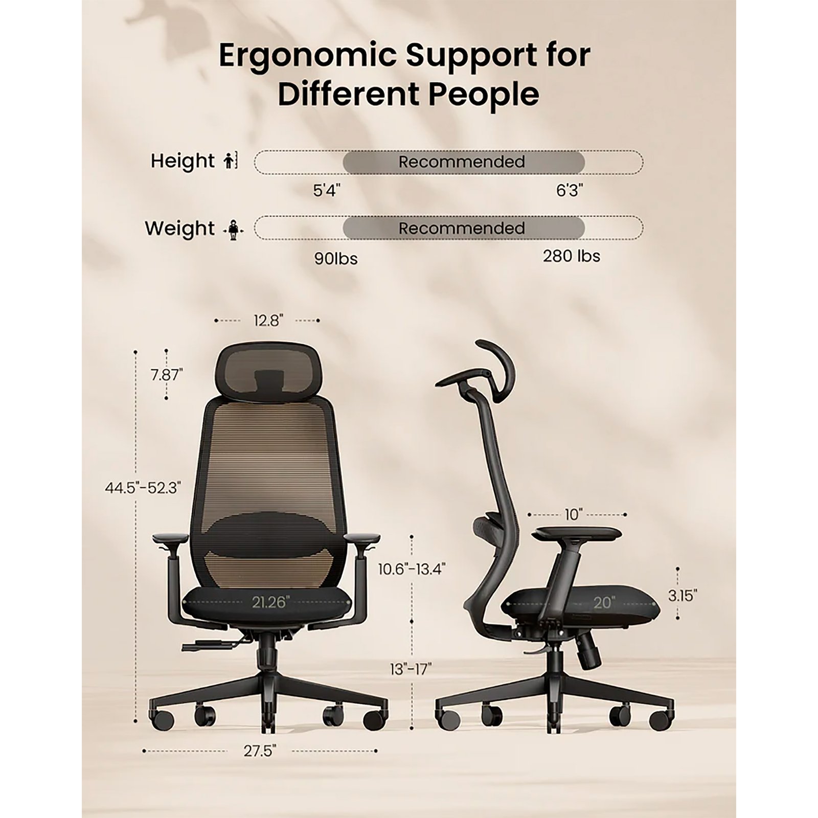 PROEC200_07-1.jpg Silla de Escritorio Ergonómica Ajustable 360°/130° ProtoArc Ec200 - Imagen 1