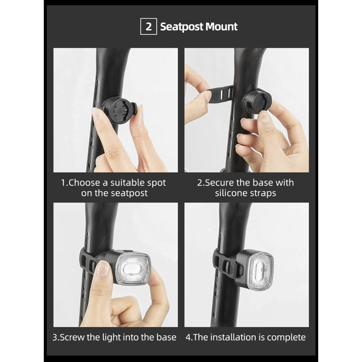 Luz De Bicicleta Rockbros 5 Led 5 Modos 3 Brillos Ipx6 - Imagen 4