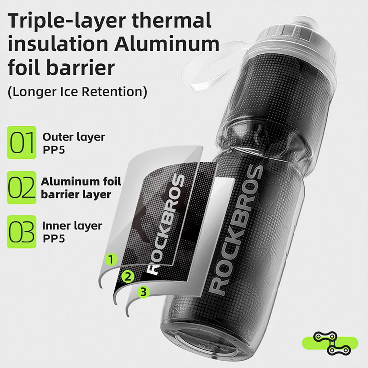 Caramañola Térmica Rockbros 670ml Ergonómica Antideslizante - Imagen 4