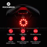 Luz Trasera Inteligente Para Bicicleta Rockbros Ipx6 5 Modos - Imagen 5