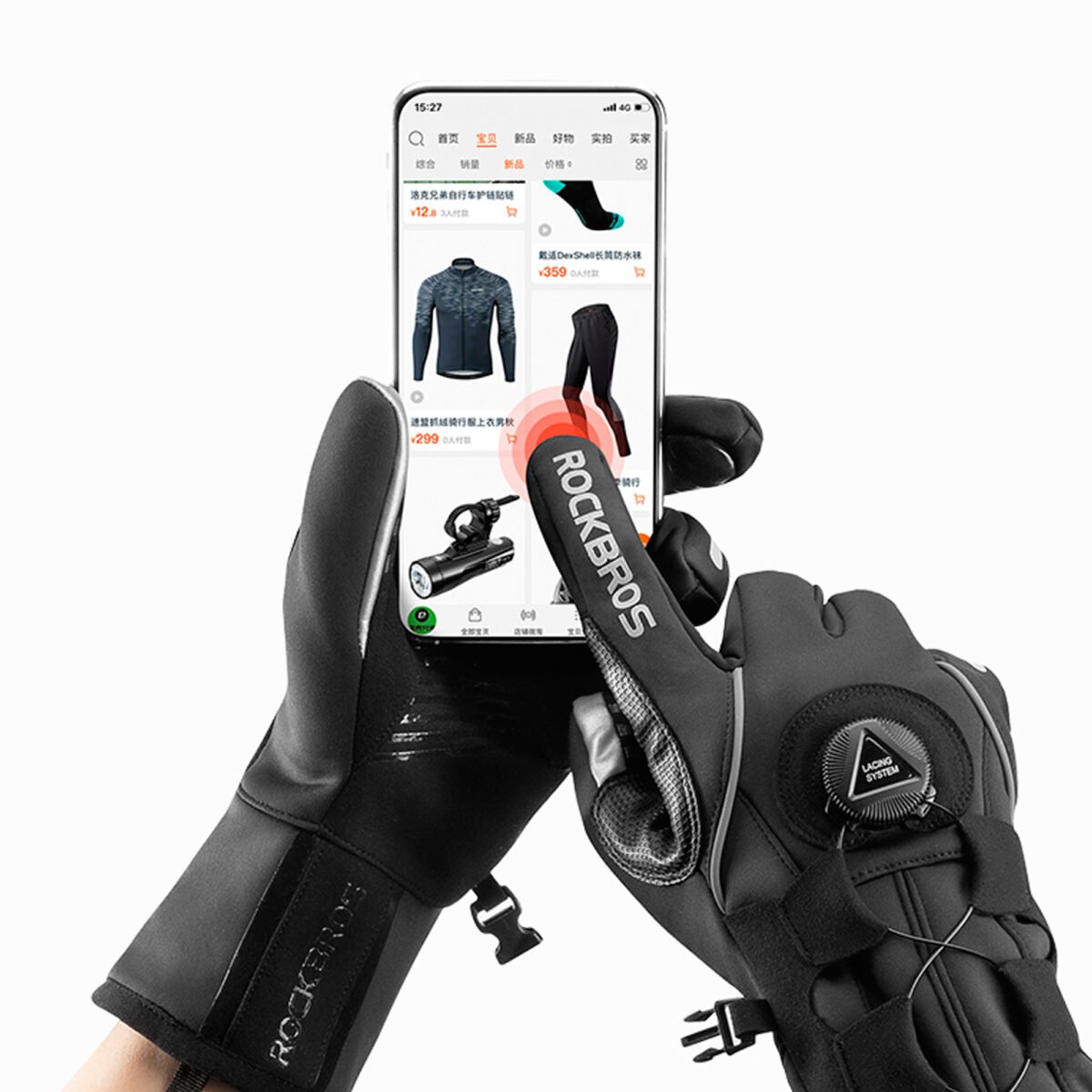 Guantes De Invierno Rockbros Antideslizantes M - Imagen 7