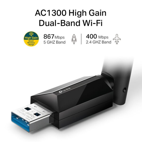 Adaptador de Red Tp-Link Usb Archer T3u Plus Dual Band Ac1300