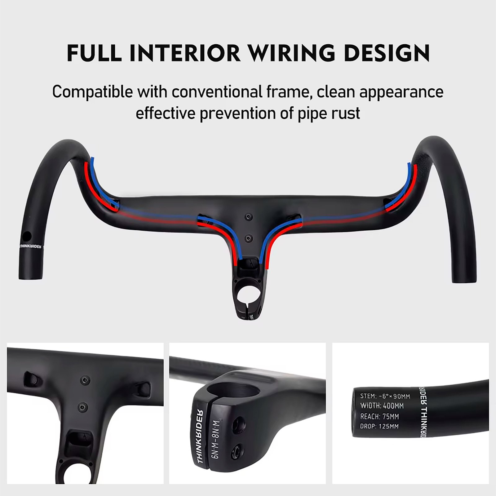 Manillar Bicicleta De Ruta Thinkrider 420-100mm Fibra De Carbono