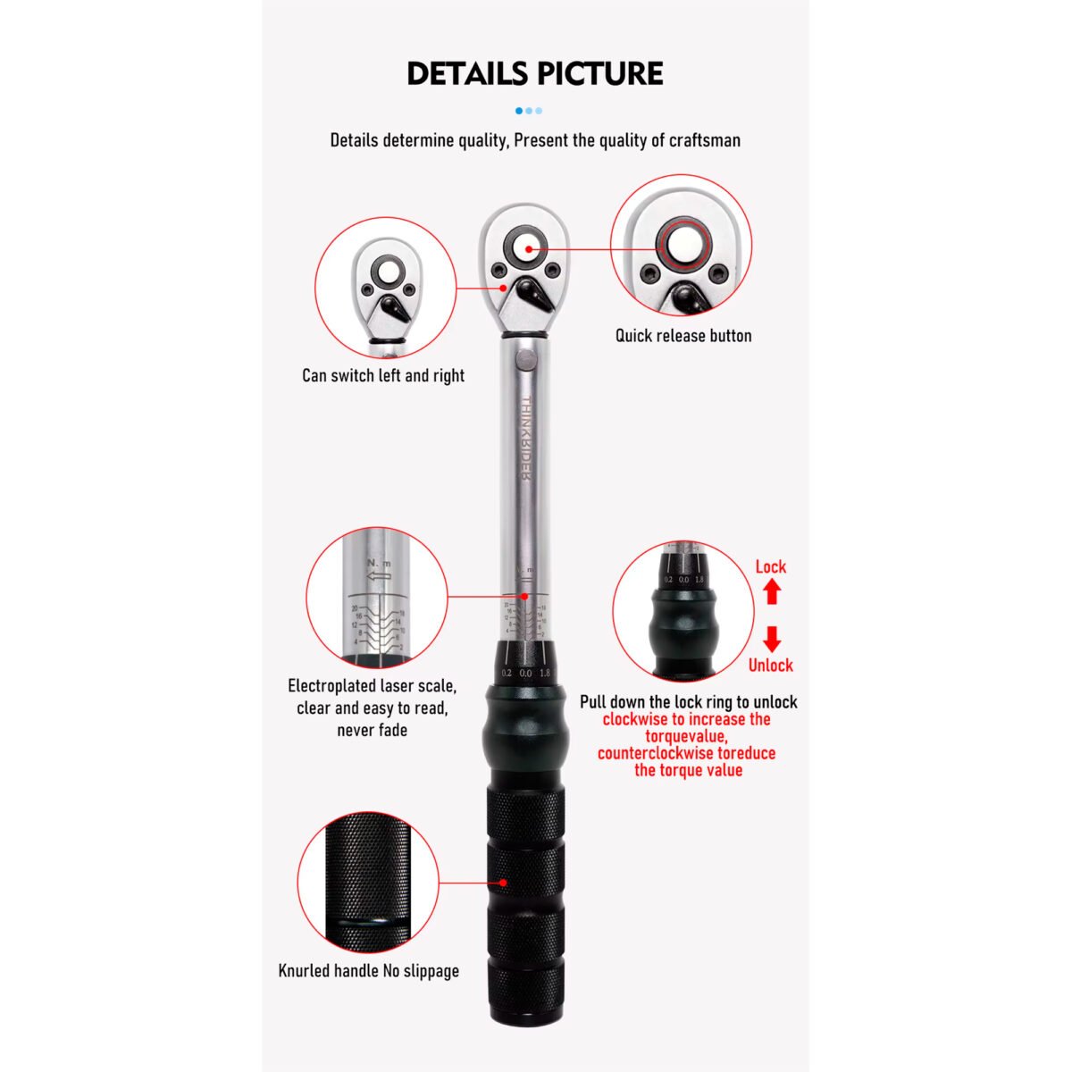 Kit De Herramientas Thinkrider Con Llave Torque Y Puntas Torx Y Allen - Imagen 2