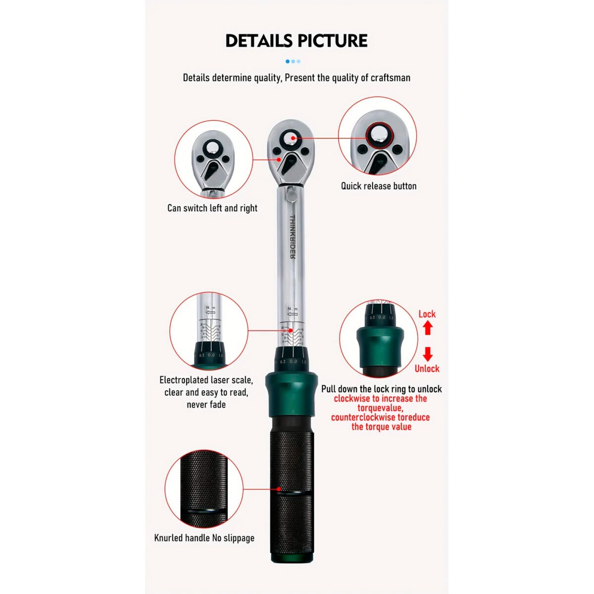 Kit De Herramientas Thinkrider Con Llave Torque Y Puntas Torx Y Allen - Imagen 2