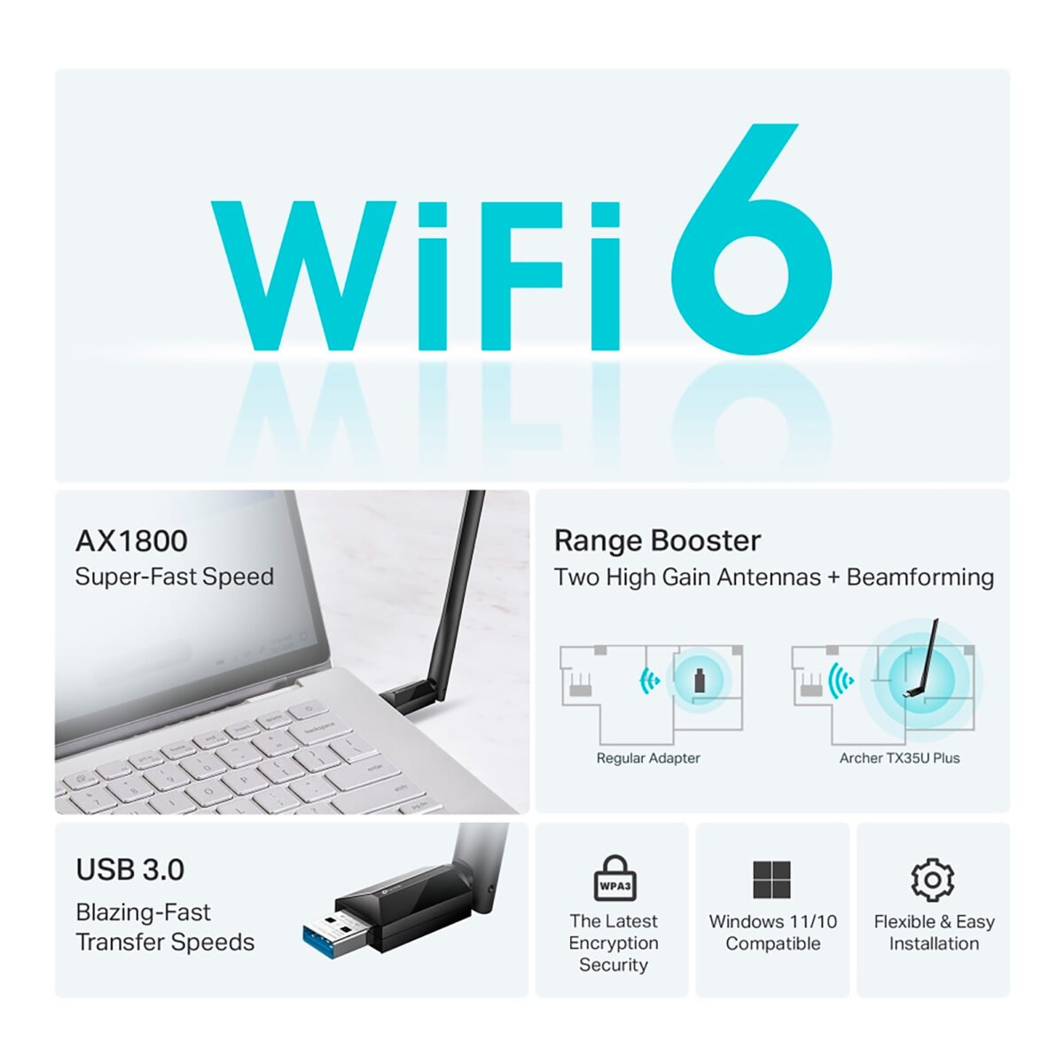 Tarjeta De Red Tp-link Archer Tx35u Plus  Wifi 2,4ghz 5ghz AX1800 - Imagen 3