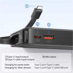 Power Bank 10000mAh   20W  Cable Retráctil  Lightning  Blanco  CD225 USAMS - Imagen 3