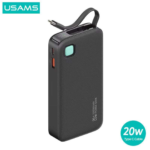 Power Bank 10000mAh   20W  Cable Retráctil  Lightning  Negro  CD225 USAMS