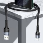 Cable de Datos USB A a Lightning   U55  1M  Negro  Forrado  SJ448  USAMS - Imagen 3