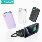 Power Bank 10000mAh   Cable Retráctil  Tipo C  Violeta  CD224 USAMS - Imagen 3