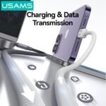 Cable de Datos USB C a Lightning Bicolor   PD  30W  1.2M  Azul/Rosado  SJ757  USAMS