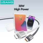 Cable de Datos USB C a Lightning Bicolor   PD  30W  1.2M  Verde/Violeta  SJ757  USAMS - Imagen 4