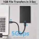 Caja para Disco Duro SATA de 2.5"   Cable USB 3.0 / Micro USB / Negro  KPAB0  Vention - Imagen 2