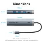 Estación de acoplamiento USB-C a HDMI/USB 3.0x3/USB 3.2 Gen 1 Tipo C/PD   Aluminio Gris  0.15M  TGMHB  Vention - Imagen 4