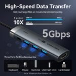Estación de acoplamiento USB-C a HDMI/USB 3.0x3/USB 3.2 Gen 1 Tipo C/PD   Aluminio Gris  0.15M  TGMHB  Vention - Imagen 12
