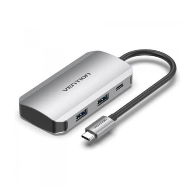dlimgs.php_-1298.png HUB 5 en 1 USB-C a USB 3.0 x 4/Micro USB / 0.15M / Plateado TNAHB Vention