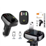 Cargador Auto C704Q   USB C a Tipo C  43W PD+AUTO-ID+QC4.0  Bluetooth  FM  Pantalla LED  Negro  LDNIO