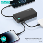 Power Bank 10000mAh   Cable Retráctil  Tipo C  Blanco  CD224 USAMS - Imagen 3