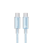 Cable de Datos Transparente SJ660   USB C a USB C 100 W  1.2M  Azul  USAMS