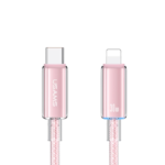Cable de Datos Transparente SJ659   USB C a Lightinig  1.2M  Rosado  USAMS - Imagen 2